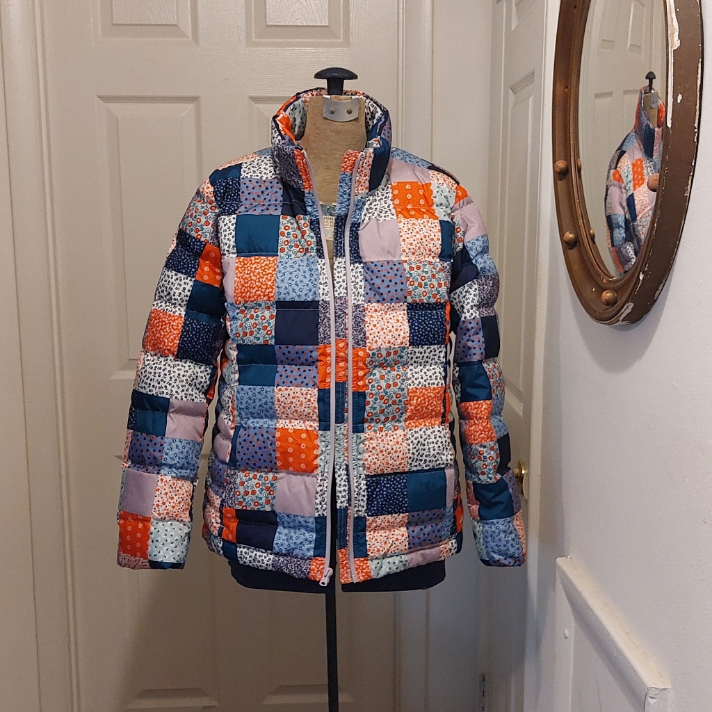 Patchwork Pattern Lands End Jacket Size Lp